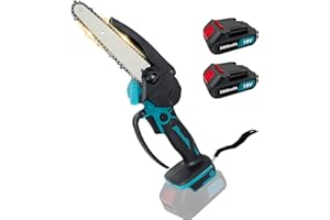 BUANKAD Mini Chainsaw Cordless 3000+3000mAh, 6 Inch Portable Electric Chainsaw with 2PCS 18V 3000mAh Batteries & Fast Charger, Chainsaw Chain, Wood/Tree Saw for Tree Branches, Courtyard, Household & Garden
