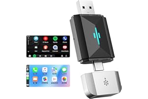 HOTPEAK CarPlay Wireless Adapter UK 2 in 1 Wireless CarPlay & Android Auto Dongle Convert Wired to Wireless Plug & Play Mini Car Play Adapter for iOS 11+ & Cars with Factory Wired CarPlay/Android Auto