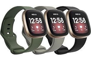 Garmcool Bracelet de Montres Compatible avec Fitbit Versa 4/3, Sense 2 / Sense Bracelet, Souples Réglable Sport Silicone Remplacement Band pour Femmer Hommes, S/L