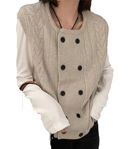 Pulls Sans Manche Femme,Pull À Col En V Pour Femme Gilet Blanc Fleur Bouton Ourlet Irrégulier Cardigan Mode Haut Court Sans Manches Tricoté Gilets Gilet Style Preppy Pull Uniforme Débardeur,Tail
