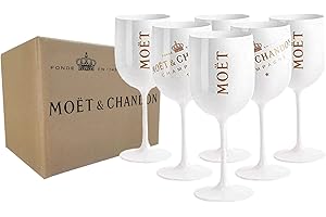 alslovkar Moët & Chandon Ice Imperial Champagne Glasses, 480ml Set of 6 Champagne Flutes, Wine Party Moet Glasses(6-Weiß)