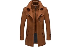 YiJee Manteau Homme Hiver Chaud Mi-Long Parka Pardessus Classique Trench Coat Slim Fit Élegant Business Manteaux en Laine Revers Overcoat