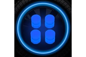 ‎FZQBEY 4 Stück Leuchtende Reifenventilkappe, Universelle Auto Reifen Ventilkappen, Fluoreszierende Autoreifen, Funkeln in der Nacht, Coole Reifendeko, für Reifen für Autos, Motorräder und Fahrräder (Blau)