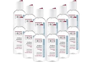 INEOS HYGIENICS INEOS Mini Antibacterial Hand Sanitiser Gel 50ml - Fragrance Free - Hospital Grade Disinfectant, Eliminates 99.9% of Viruses and Bacteria, 12 x 50ml, Travel, Holiday, and Festival Essentials