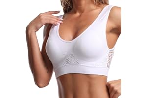 RENYIN Plus Size Ultra Comfort Bra for Women Seamless Wide Strap Sports Yoga Bra Breathable Stretch Everyday Bra with Removable Pads S-6XL KaloryWee