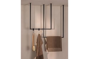 ‎M METALLBUDE Metallbude Handtuchhalter TENSI - 2er Set Schwarz - Deckenmontage - Pulverbeschichtetes Stahlrohr - Kratz-, Stoß- & Schlagfest - 60x50 cm & 80x50 cm