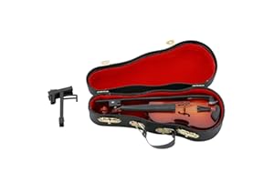 Samfox Violin Miniature Wooden Mini Model Simulation Musical Instrument with Bow for Home Office Decor