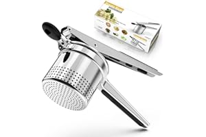 SPEENSUN Potato Ricer, Large 15 oz Potato Masher Make Fluffy Mashed Potatoes with Extra Hole, Heavy Duty Stainless Steel, Comfort Non-Slip Silicone Handle Ricer for Mashed Potatoes
