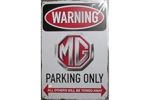 Hotrodspirit – Schild Warning MG Parking Only Auto Englisch 30 x 20 cm Blechschild Metal Deco Rock Roll