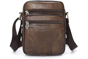 Realmark Sac à Bandoulière en Cuir pour hommes, Petits Sacs à Bandoulière en Cuir Véritable Vintage, Sac à main à Poignée d'affaires Classique,Sac de Voyage Messager