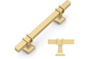 Amerdeco 10 pezzi Maniglie per Mobili da Cucina Distanza fori 196mm Oro Maniglie cucina armadietti in acciaio Lega di zincoper mobili da cucina per mobili UK0003