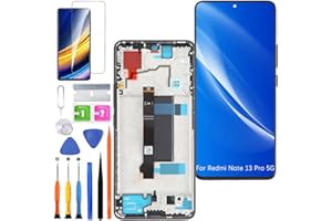 HLYGZX Ersatz Display für Xiaomi Redmi Note 13 Pro 5G LCD Bildschirm TFT, 2312DRA50C Display Bildschirm Touch Digitizer Assembly Reparaturteile Kit(Schwarz mit Rahmen, Ohne Fingerabdruck)
