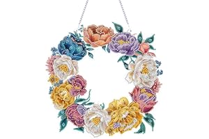 BIOSA 5D DIY Diamond Painting Weihnachtskranz, Weihnachtskranz Diamo-nd Painting Türkranz Weihnachten Adventskranz als Tür Fenster Wandbehang Zuhause Fenster Dekor for Weihnachten