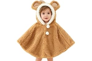 ITODA Mignon Cape à Capuche Bébé Garçon Filles Sweat À Capuche Laine Doux Poncho Cape Tout-Petits Manteau à Capuchon Coupe-Vent Hiver Automne Vêtements d'extérieur Chaude Châle pour Enfants 0-3ans