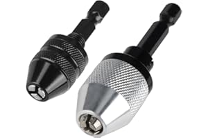 OUPDATE 2 Pcs Keyless Drill Chuck Conversion Tool 0.3-3.6mm/0.3-6.5mm, 1/4 Inch Hex Shank Drill Bit Adapter Quick Change Converter Screwdriver for Micro Drill Bit, Pin Chuck and Manul Drill