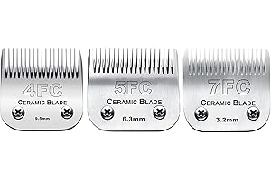 COSYONALL 3pcs Detachable Pet Dog Grooming Clipper Blades, Compatible with Andis Dog Clipper/Most Oster A16/Wahl KM Series Pet Clippers,Size:# 5FC+4FC+7FC