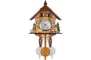 Ruspela Kuckucksuhr Holz Kuckucksuhr mit Pendel Wanduhr Dekoration für Zuhause Cafe Restaurant Hotel