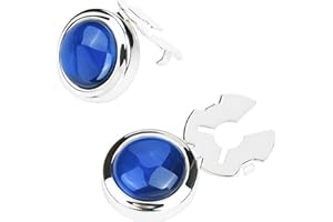 COOLMETALJACKET Cache Bouton de Chemise Homme | Couvre Boutons de Manchette | Boutons de Manchette pour Chemises Homme | Cadeau Mariage Affaires en Acier inoxydable | Cache Bouton de Chemise bleu