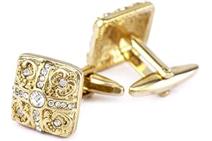 Epinki Vintage Gemelos para Hombre Oro Cuadrado Cruz Circonita Gemelos Boda Negocio Gemelo Camisas Hombre Joyería con Regalo Caja