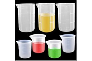 Jarra Medidora Silicona,Saijer 7 Pcs Transparente Escalas Precisas Reutilizable Antiadherentes para Cocinar Utensilios de Cocina o Laboratorio Medida(350ml/100ml)