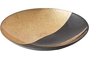 Anton Studio Designs - Black and Gold Fusion Bowl - Diameter 32 cm - Multi Coloured Decorative Glass Bowl for Home and Holiday Decoration