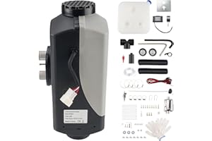 Fesuda 12V Dieselheizung, 5KW Standheizung Air Diesel mit LCD Schalter Fernbedienung Schalldämpfer, Luftheizung für Auto RV Boote LKW KFZ PKW Wohnmobil(Schwarz Grau)
