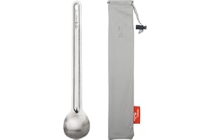 TiTo Titanium Cuillère et Fourchette à Long Manche Ultra Léger et Portable Titane Spork Cuillère Couverts avec Sac pour Camping Randonnée Pique-Nique Ustensiles Cuisine