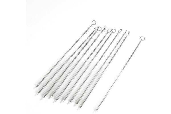 sourcingmap 10 Pcs 10mm Diamètre Chimie Tube Test Bouteille Nylon Lavage Brosse Outil Blanc - 1 paquet