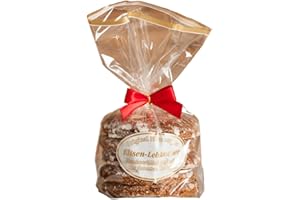 HEILKRÄUTER MANUFAKTUR Original Nürnberger Elisen-Lebkuchen - 37% Nussanteil - handgefertigt - im Klarsichtbeutel mit roter Schleife, Inhalt: Lebkuchen weissglasiert 5 Stück, 400 g