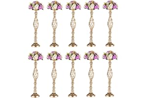 ‎NUPTIO Nuptio zestaw 10 uniwersalnych metalowych stojaków na kwiaty / świeczników na ślub, przyjęcie, kolację, Boże Narodzenie, do dekoracji stołu, restauracji, hotelu i domu, 59 cm