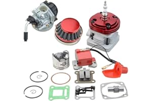 Carkio Vergaser-Luftfilter-Zündspulen-Set, 44 mm Zylinder, groÃŸe Bohrung, 53 cc 54 cc Zündkerze, L7T, Top-Kit, Kolben für 47 cc 49 cc 2-Takt-Motor, Pocket Bike, Mini Cacing Bike