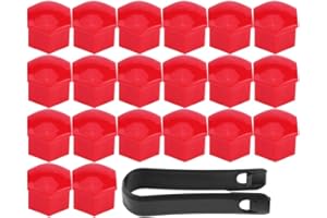 EVGATSAUTO Radnabenabdeckung, 20-tlg. 17 mm Universal-Radmutternschraube Schraubabdeckungen Reifenschutzkappen(Red)