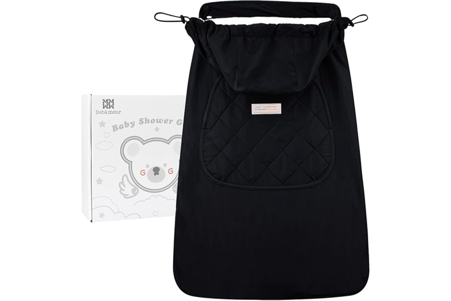 Bebear Winter Cover for Baby Carrier Warm Universal Hoodie Baby Carrier Cover for All Seasons (Black)
