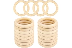 HZPOLANG 20 Pcs Natural Wooden Rings Unfinished Loop Ring DIY Jewelry Crafting 55mm Wood Round Rings for Pendant Connectors Crafts Christmas Ornaments Wedding Decorations (Wood Color)