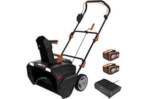 WORX WG471E Nitro Akku-Schneefräse 40V – Brushless Motor – 51cm Arbeitsbreite – bis zu 25cm Schneehöhe geeignet - 180° drehbare Auswurfkanal – 6m Wurfweite – LED-Licht – inkl. 2x4Ah Akkus & Ladegerät