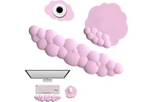 Delmkin Tapis de souris avec repose-poignet - Ergonomique - Repose-poignet - Clavier - Avec dessous de verre - Pour jeux et bureau - Rose