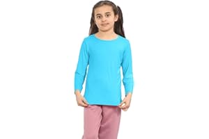 janisramone® Girls' T-Shirts - Casual Long Sleeve Round Neck Girls School Shirts - Stretchy & Comfortable Girls Long Sleeve Tops