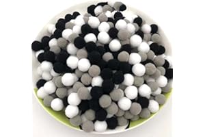 DUORIES 1000 Stück Bunte Mini Pompons,10mm Pompom Bälle Kleine Bommeln,Flauschigen Plüschbälle Filzkugeln Deko für Geburtstag & Hochzeit Party Dekorieren Lustige DIY Nähen Basteln Handwerk,Weiß Grau Schwarz
