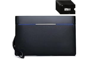 Eshow Pochette Uomo, Borsello Uomo a Mano in Pelle Sintetica, Borsa da Polso Borsetta Chiusura a Zip para Lavoro Ufficio Viaggio Conferenza Nero