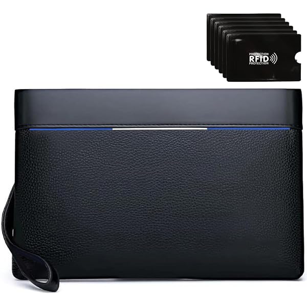 Leathario Pochette Homme Cuir Véritable Sacoche à Main Petit Sac Affaires Léger Hydrofuge Pour Voyage, Bureau Et Loisir