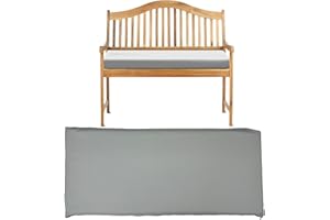 Brillars Garden Patio Bench Pad Outdoor Waterproof Water Resistant Fabric 2/3/4 Seater Furniture Swing Seat Hammock Thick Pillow Cushion (Silver Grey, 3 Seater)