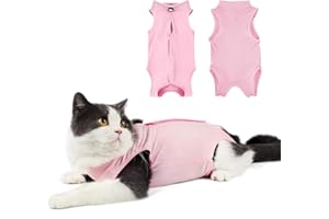 APKPESTERML Cat Recovery Suit, Cat Surgery Recovery Suits Cat Bodysuit after Surgery Vest Long Sleeve Cat Onesies Pet Clothing E-Collar Alternative Anti Lick Suit Pet Recovery Outfit Cat Jumpers (Pink, M)