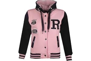 A2Z 4 Kids Unisexe B.B Encapuchonné R Mode FOX Varsity Veste Baseball Style Manteau Longue Manches Nouveau Décontractée Mode Filles Garçons Nouveau Âge 2-13 Ans