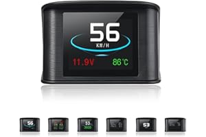 Automatische Head up Display OBD2 HUD, mit TFT LCD-Anzeige und Geschwindigkeitsanzeige Voltmeter Warnung, iKiKin Tachometer Spannungserkennung, für Fehlercode Multifunktions-automatisches HUD