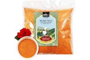 GREENVRAC Mélange Paella Espagne sachet 1kg en vrac - riz bomba Valencia Epices pour espagnole fruits de mer, végétarienne ou viande Naturel et Gourmet Saveur Valence