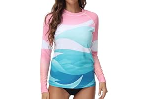 VAYAGER Damen Rashguard UV-Schutz Shirt Langarm UPF 50+ Schwimmshirt für Wasser Strand Surfen Schwimmen Schnelltrocknend