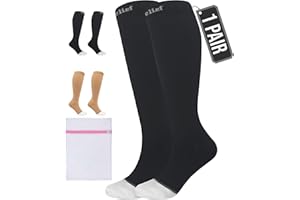 360 RELIEF Compression Socks for Women & Men - Open Toe Graduated Compression Stockings, Flight Socks, Running, Nurses, Maternity, Pregnancy + Laundry Bag