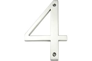 HASWARE House Number Sign 4 inch (10 cm) Modern Door Numbers Signage Plaque Street Home Address Numerals Zinc Alloy (4, Silver)