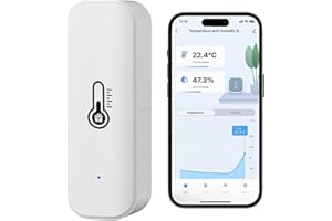 MOLCZOV Inteligentny termometr, higrometr, WiFi i Bluetooth, podwójny tryb wewnętrzny, czujnik temperatury, monitorowanie temperatury pomieszczenia z aplikacją (może nie być dostępna w języku polskim),
