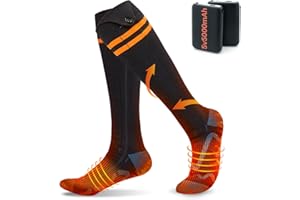 PZCC Chaussettes Chauffantes Connectées par APP, 5000mAh Batterie 4 Niveaux de Chaleur Réglables pour Randonnée Ski Camping Moto pour Homme et Femme